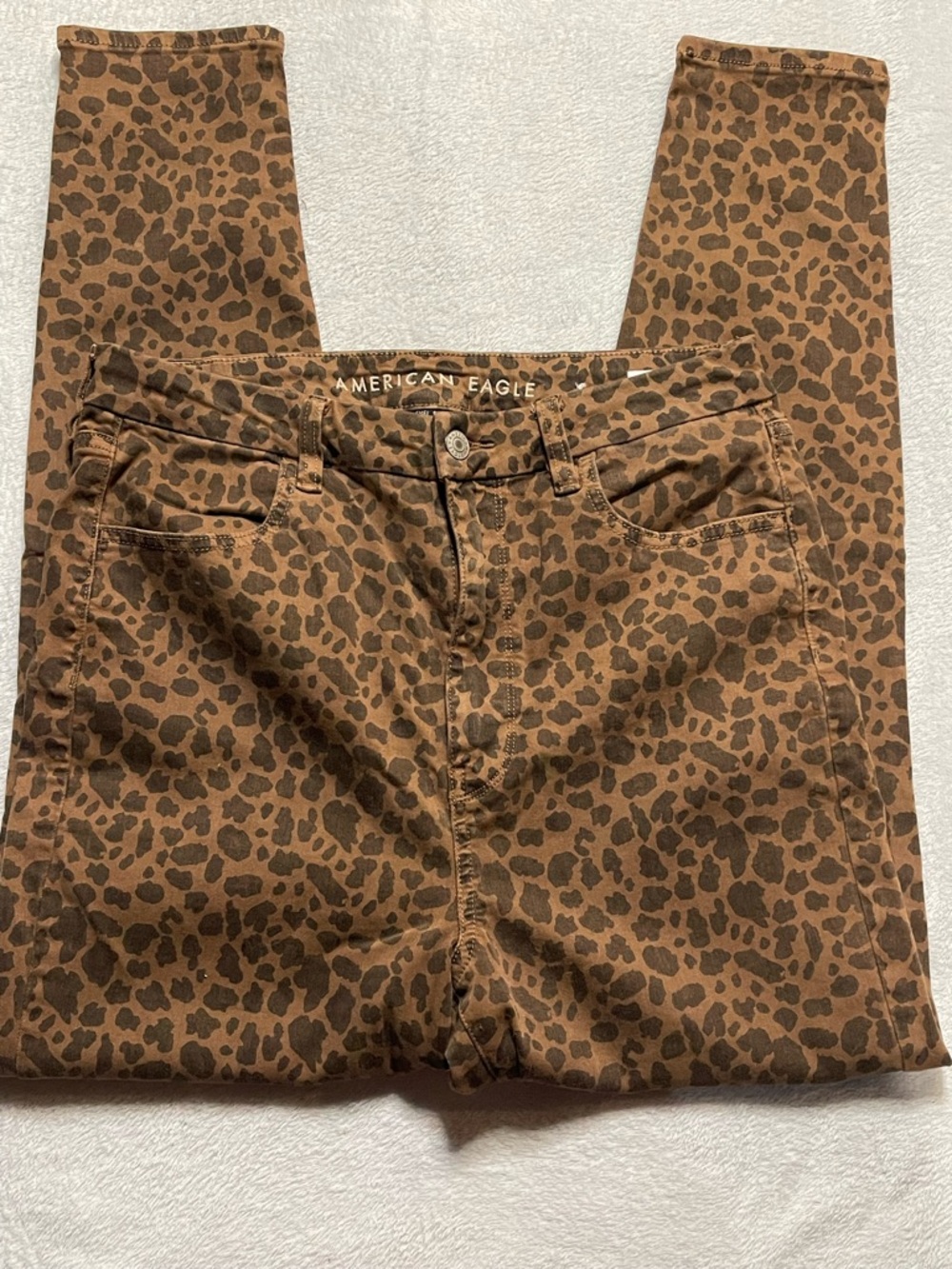 American Eagle Outfitters Brown Leopard Print High-Rise Skinny Jeans